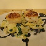 Suated Scallops with Vermouth on a Bed of Warm Italian Salad