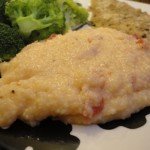 Grits with Grated Romano Cheese and Diced Tomatoes