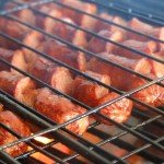 Grilling the spiral cut hot dogs