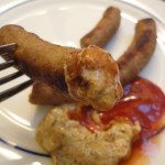Hand crafted hot dog with mustard and ketchup