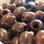 Simple bowl of marinated olives