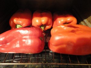 Roasted Red Bell Peppers After 10 Minutes 300x225 Roasted Red Bell Peppers After 10 Minutes In The Toaster Oven 