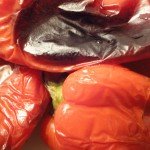 Roasted Red Bell Peppers After Being In The Ziploc Bag