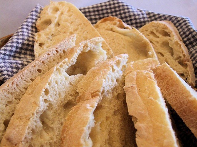 Sliced Ciabatta bread made with whey 640x480 Whey Bread   A monstrous Ciabatta