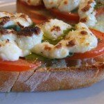 Fresh Mozzarella, tomato and basil crostini