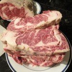 Stack of Hand Cut Rib Eye Steaks