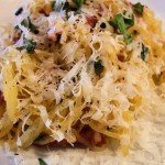 Spaghetti squash with sun-dried tomato dressing