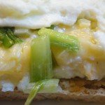 Green Onion, White Cheddar Cheese Egg White Omelet Served on top of Toast