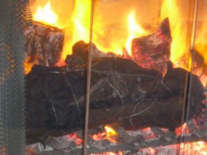Lomo al trapo cooking in fire