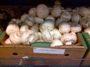 White Mushrooms Loose in Box