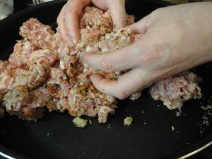 Mixing Ingedients for Hot Italian Sausage