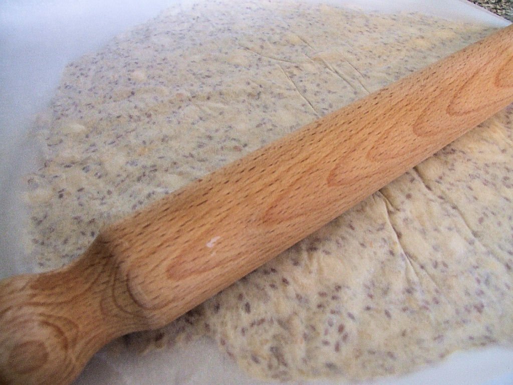 Rolling the Knaekbroed dough