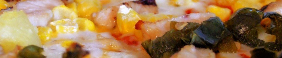 Chicken, sweetcorn, jalapeno and pineapple pizza