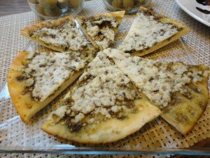 Pita Bread Topped with Zatar and Melted Cheese