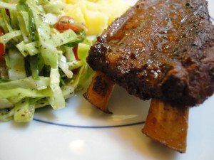 Slow Cooked Smoked Barbeque Pork Ribs with Honey, Liquid Smoke and Vinegar Glaze