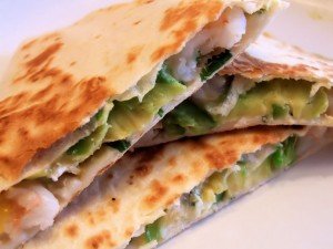 Prawn and avocado quesadillas