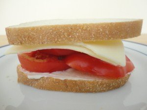 Garden Tomato with Mayonnaise and Cheese Sandwich