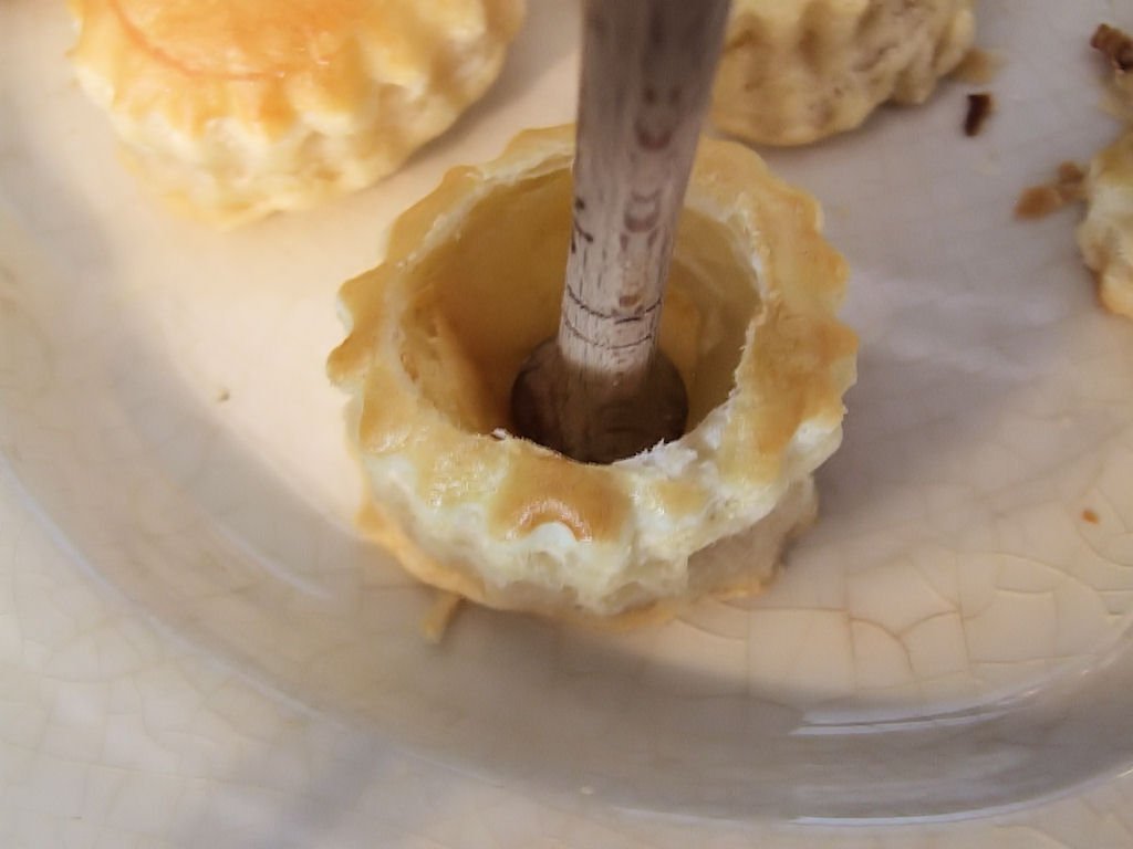 Making the vol-au-vent holes for the filling