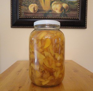 Homemade Peach Liqueur that has been Steeping for 4 Weeks