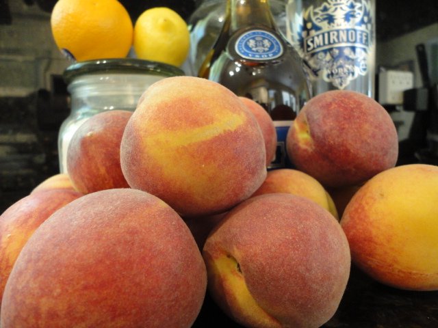 Ingredients for Homemade Peach Liqueur