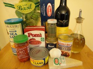 Ingredients for Easy, Quick and Simple Linguine with Red Clam Sauce