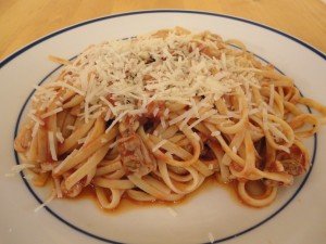 Quick & Easy Red Clam Sauce with Linguine on a Plate