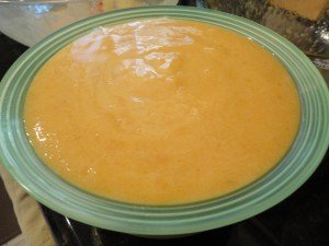 Homemade Peach Sorbet made in the Food Processor ready to be Frozen