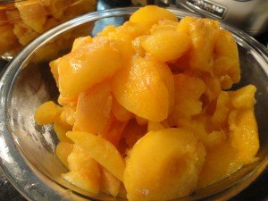 Skin and Stone Removed from Frozen Peaches