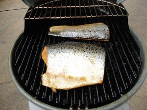 Salmon Fillet Flesh Down on the Grill