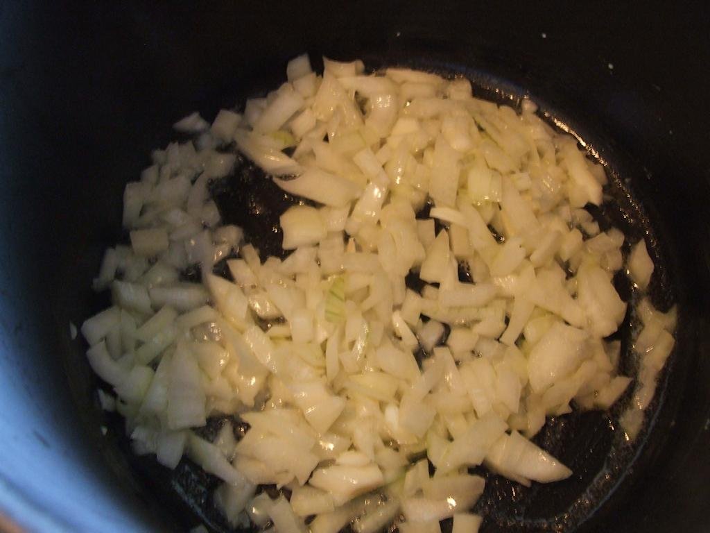 Sauteing the onions in butter