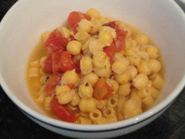 Diced Tomatoes and Chick Peas in a Bowl