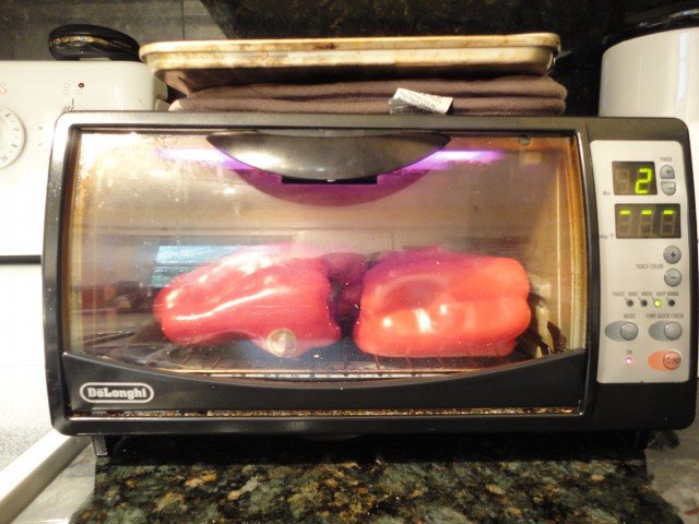 Roasting Red Bell Peppers in the Toaster Oven