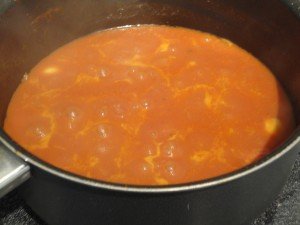 Red Seafood Pasta Sauce Simmering