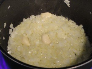 Sauteed Onions & Garlic in a Sauce Pan