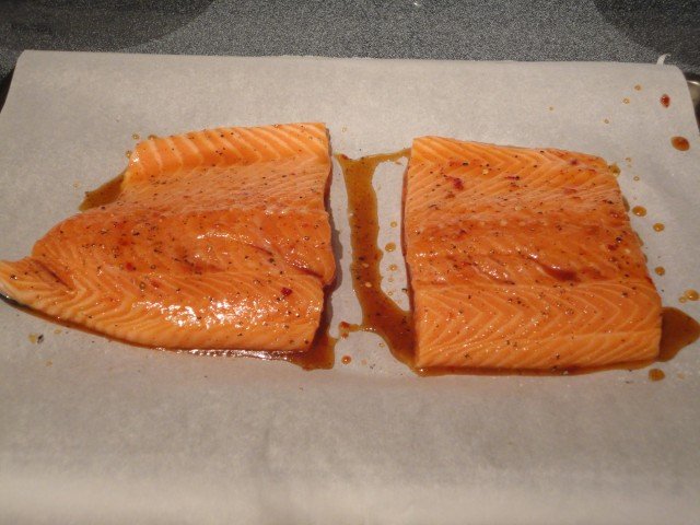 Salmon with Sassy Glaze Bruished On