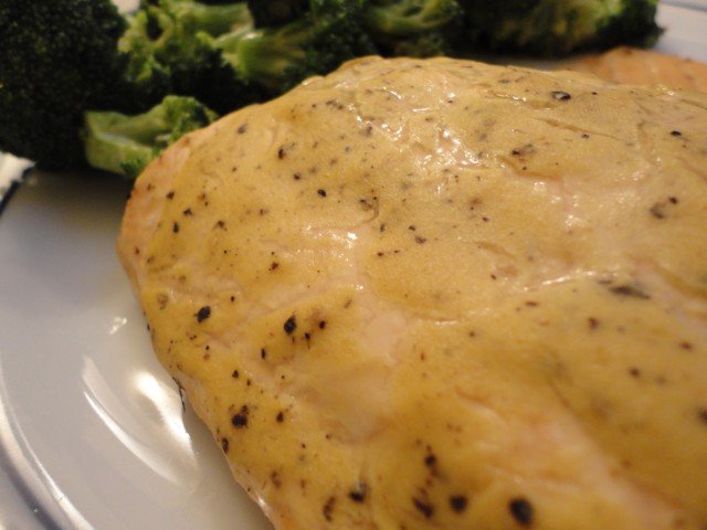 Baked Salmon Filet with a Mustard Crust