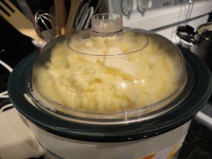 Mash Potatoes in a covered Crock Pot